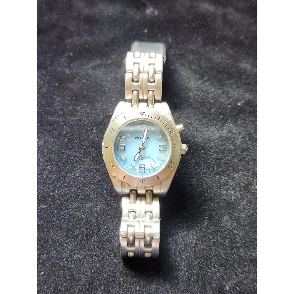 Milan Advance Watch Blue Mother of Pearl Style Dial Stainless Bracelet